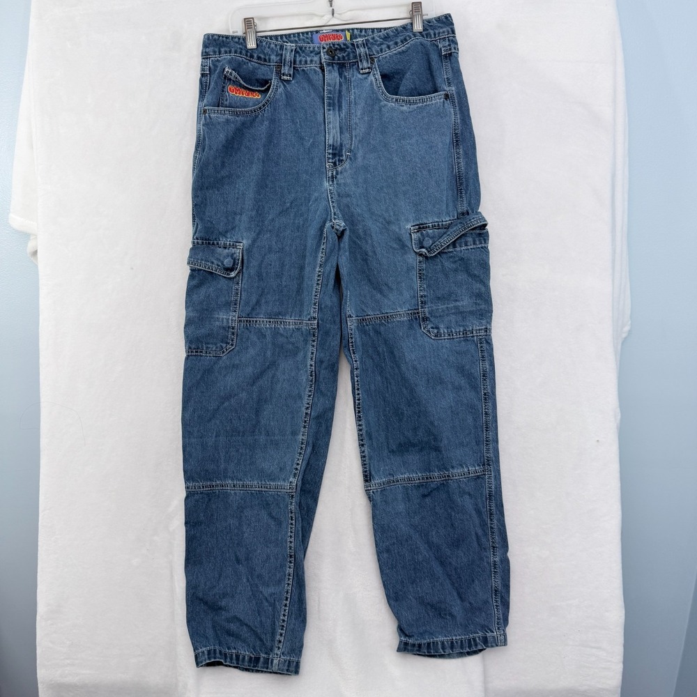 Empyre Cargo Jeans Mens 32x29 Blue Relaxed Skate Y2K Baggy